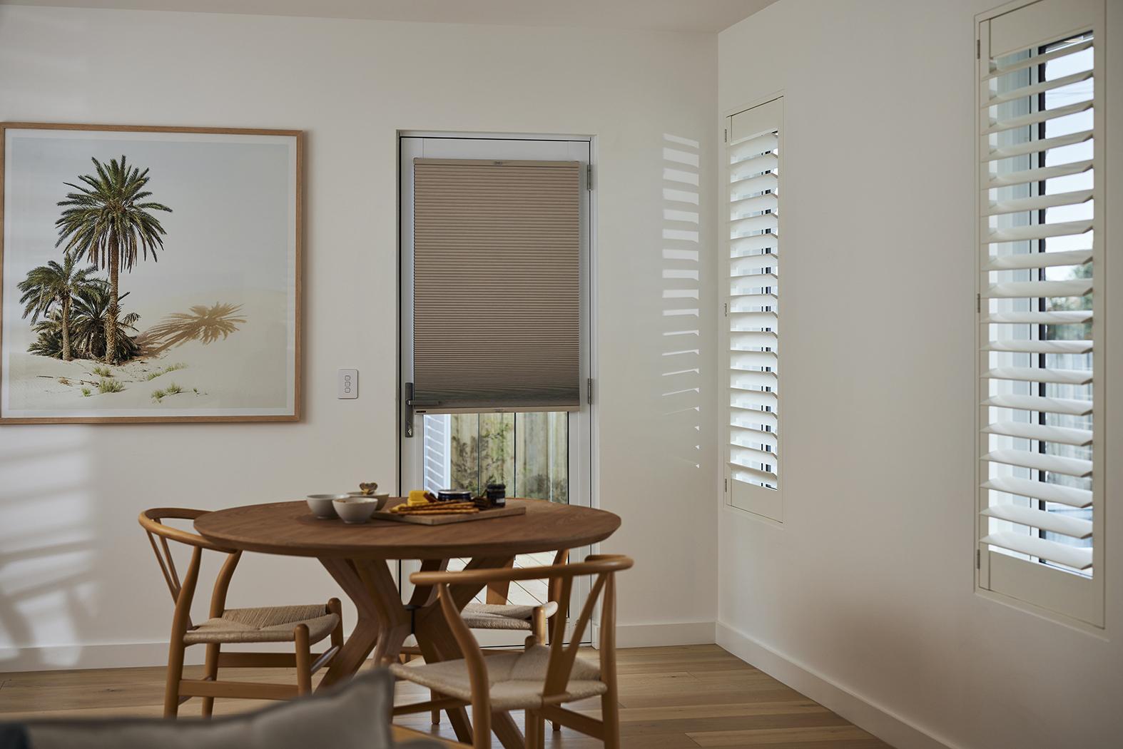 A shade fitted edge to edge in a window opening