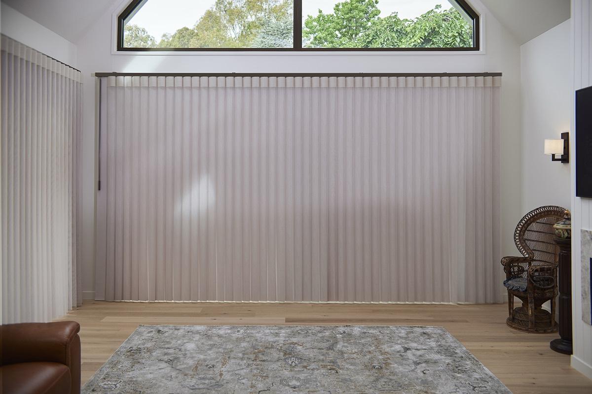 SmartDrape vanes are closed to darken the room.
