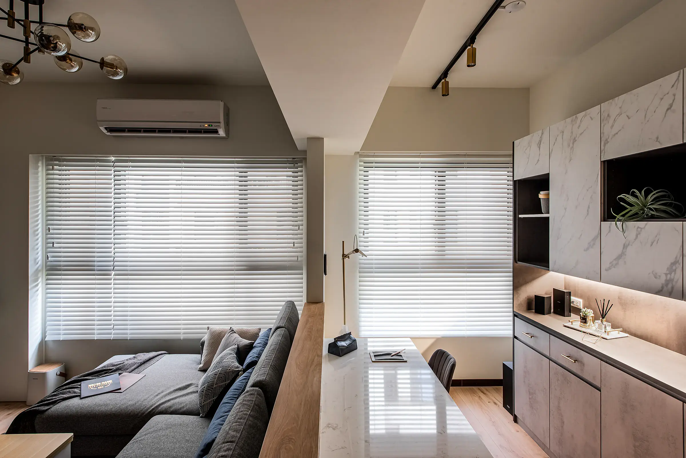 office with blind open